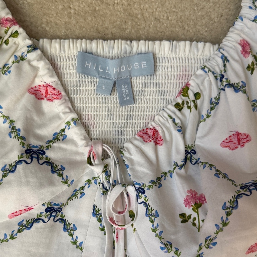 Hill House White Mini Dress with Pink & Blue Floral Lattice - Picture 8 of 15